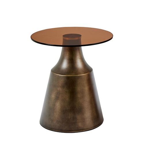 Dunsley Brown Glass Round Side Table