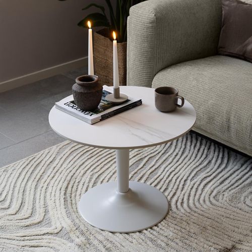 Malta White Ceramic Round Coffee Table