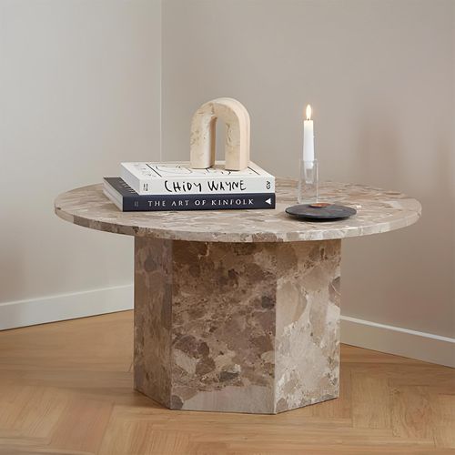 Naxos Latte Brown Marble Round Coffee Table