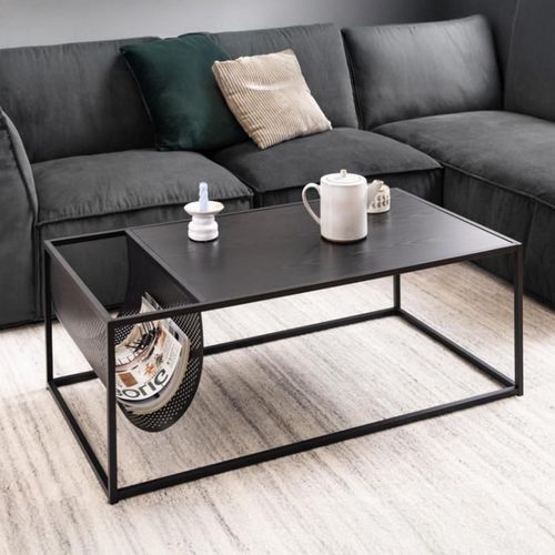 Seaford Black Melamine and Metal Coffee Table
