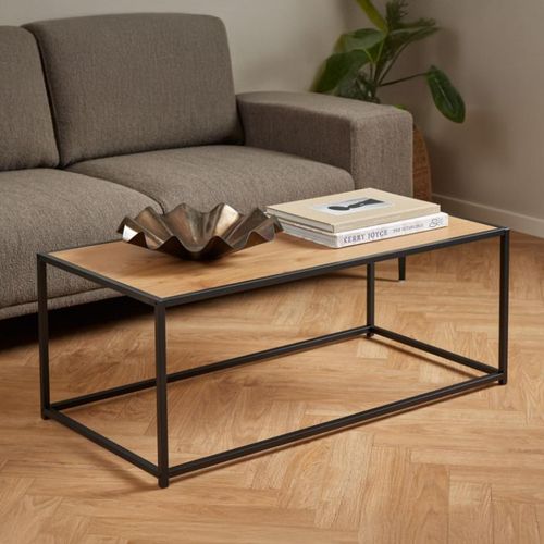 Seaford Oak and Black Metal Coffee Table