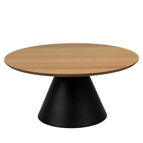 Soli Oak and Black Metal Round Large Coffee Table