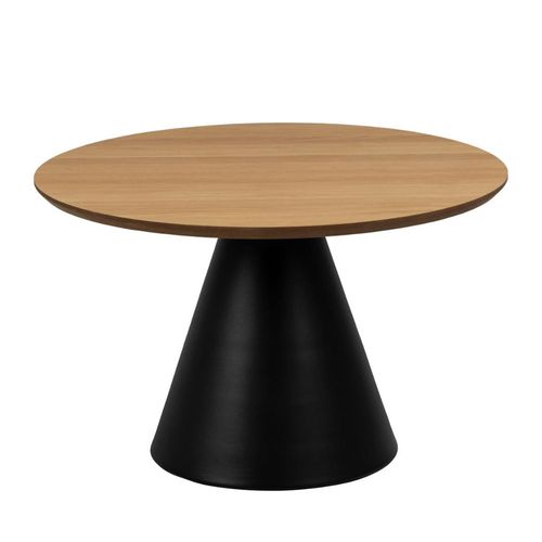 Soli Oak and Black Metal Round Small Coffee Table