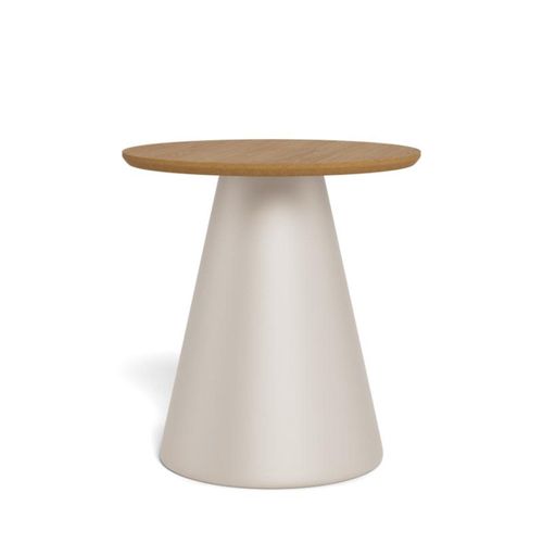 Soli Oak and Grey Metal Round Side Table