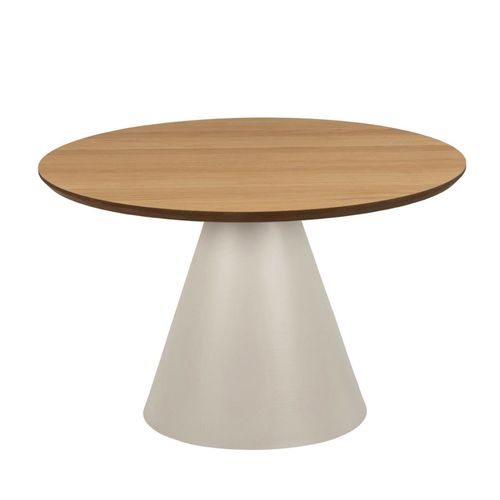 Soli Oak and Grey Metal Round Small Coffee Table