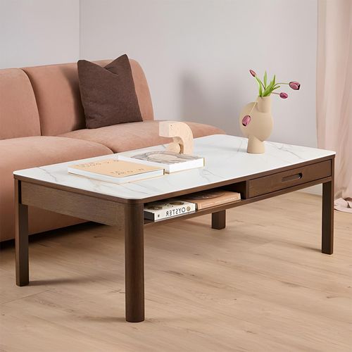 Southampton Dark Oak 1 Drawer Coffee Table - Ceramic Top