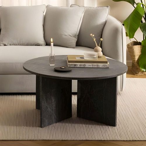 Vega Brown Marron Marble Round Coffee Table