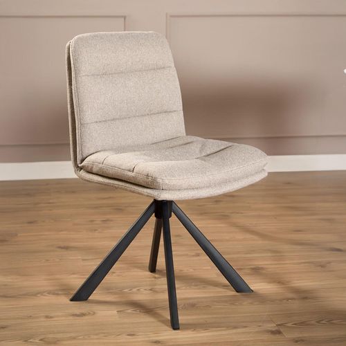 2 x Dean Beige Fabric Swivel Dining Chair