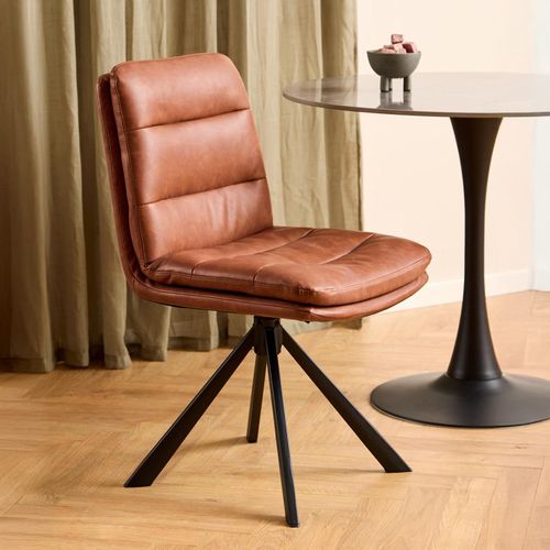 2 x Dean Retro Brandy Faux Leather Swivel Dining Chair