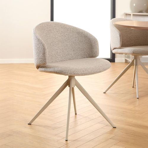 2 x Ella Beige Boucle Fabric Swivel Dining Chair