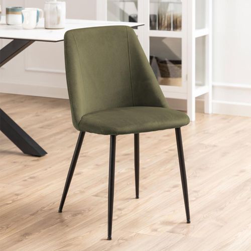 4 x Ines Olive Green Fabric Dining Chair