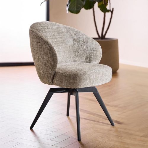 2 x Darlene Grey Boucle Fabric Swivel Dining Chair