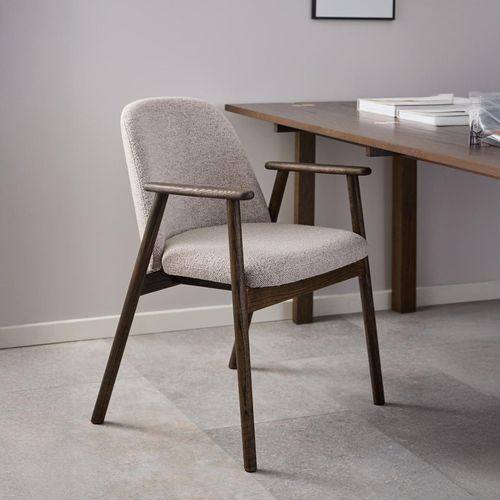 2 x Leo Beige Boucle Fabric Dining Armchair