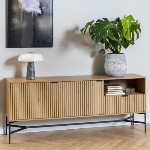 Jaipur Fluted Wild Oak 2 Door Extra Large Sideboard - 180cm