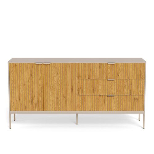 Seaford Fluted Oak and Grey 2 Door Large Sideboard - 160cm