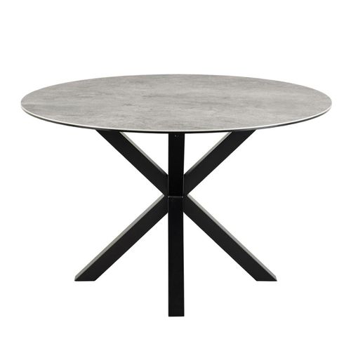 Heaven Grey Ceramic 4 Seater Round Dining Table with Star Legs - 119cm