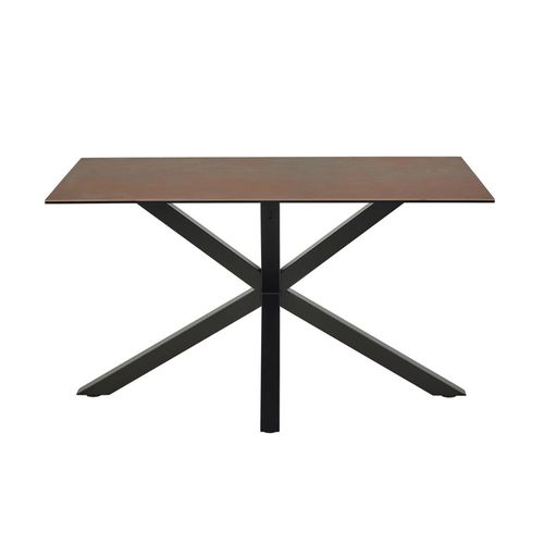 Heaven Rusty Brown Ceramic 4 Seater Dining Table with Star Legs - 135cm