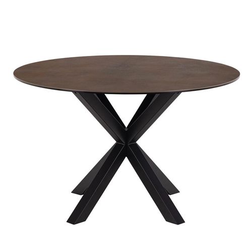 Heaven Rusty Brown Ceramic 4 Seater Round Dining Table with Star Legs - 119cm