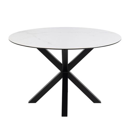 Heaven White Ceramic 4 Seater Round Dining Table with Star Legs - 119cm