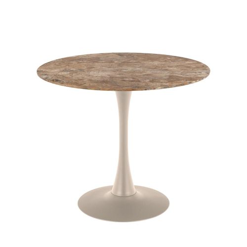 Malta Brown and Grey Ceramic 2 Seater Round Dining Table - 90cm