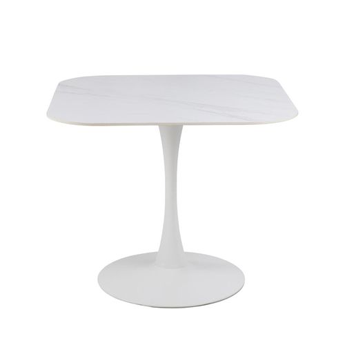 Malta White Ceramic 2 Seater Square Dining Table - 90cm