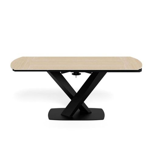 Morella Sand Ceramic 6-8 Seater Extending Oval Dining Table with Cross Base - 160cm-240cm