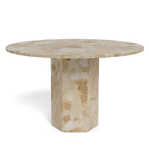 Naxos Latte Brown Marble 4 Seater Round Pedestal Dining Table - 130cm
