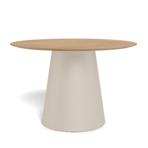 Soli Oak and Grey Metal 4 Seater Round Pedestal Dining Table - 120cm