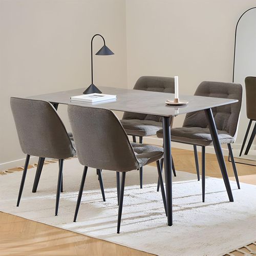 Wicklow Grey Ceramic Dining Set with 4 Brooke Taupe Fabric Dining Chair