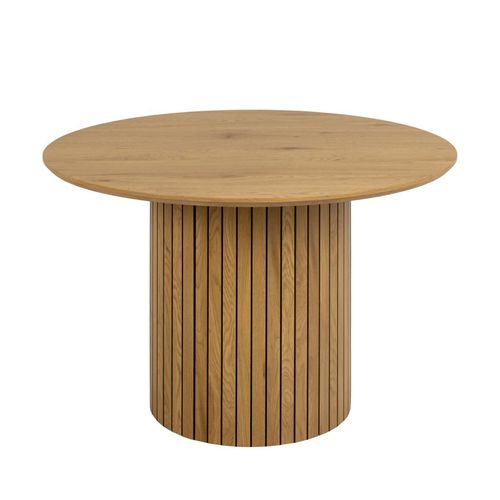 Yale Fluted Oak 4 Seater Round Pedestal Dining Table - 120cm