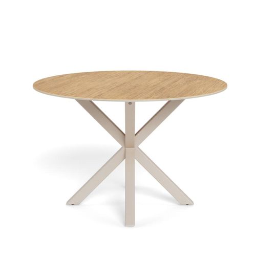 Heaven Oak and Glass 4 Seater Round Dining Table with Star Legs - 119cm