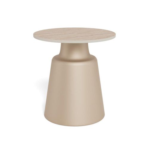 Santorini Beige Ceramic Round Side Table
