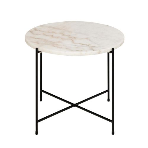 Avila White Marble Large Round Side Table
