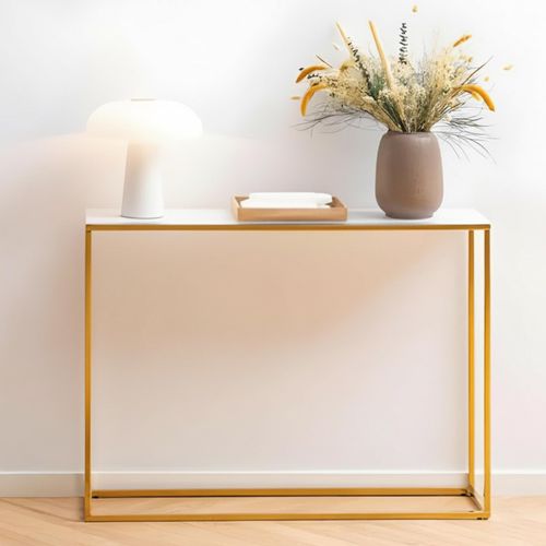 Alisma White Marble and Gold Metal Console Table