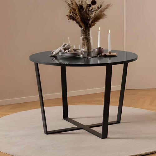 Amble Black Marble Effect 4 Seater Round Dining Table - 110cm