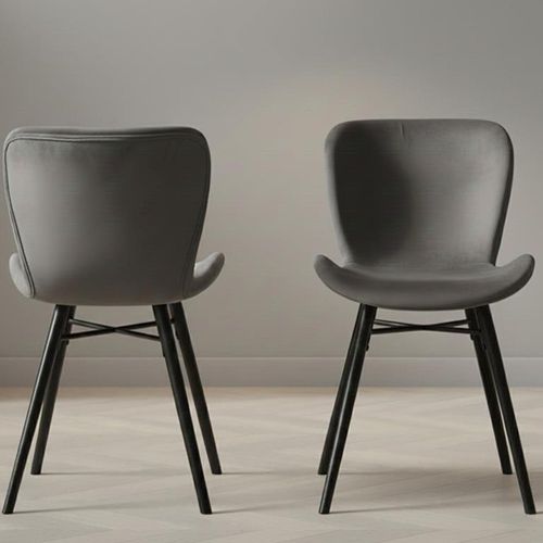 2 x Batilda Dark Grey Velvet Fabric Dining Chair