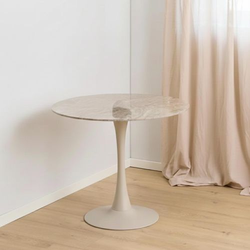 Malta Brown and Grey Ceramic 2 Seater Round Dining Table - 90cm