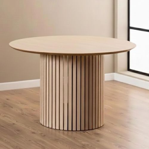 Linley White Oak 4 Seater Round Dining Table with Slatted Pedestal Base - 120cm