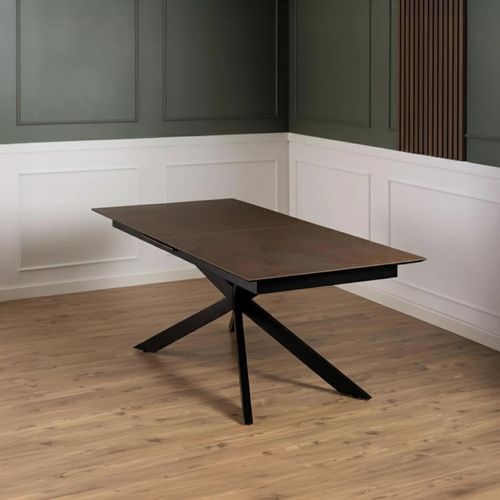 Irwine Rusty Brown Ceramic 8-10 Seater Extending Dining Table with Star Legs - 200cm-240cm