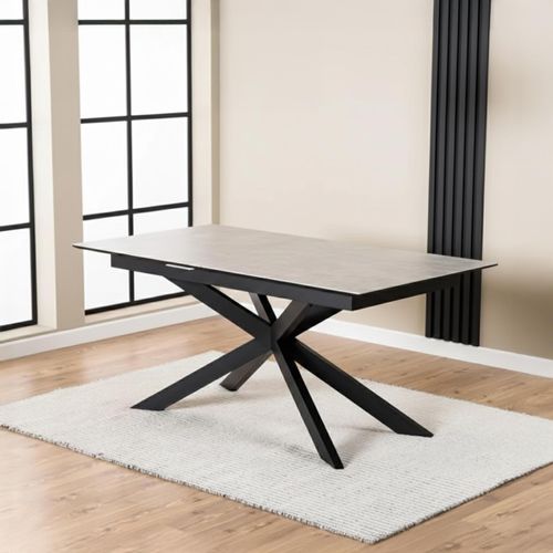 Irwine Grey Ceramic 6-8 Seater Extending Dining Table with Star Legs - 168cm-210cm