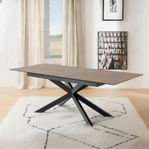 Irwine Rusty Brown Ceramic 6-8 Seater Extending Dining Table with Star Legs - 168cm-210cm