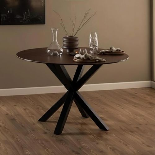 Heaven Rusty Brown Ceramic 4 Seater Round Dining Table with Star Legs - 119cm