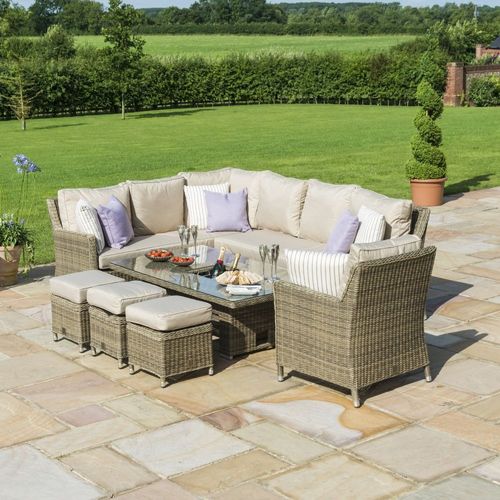 Maze Winchester Natural Rattan Corner Rising Table with Ice Bucket Garden Dining Set