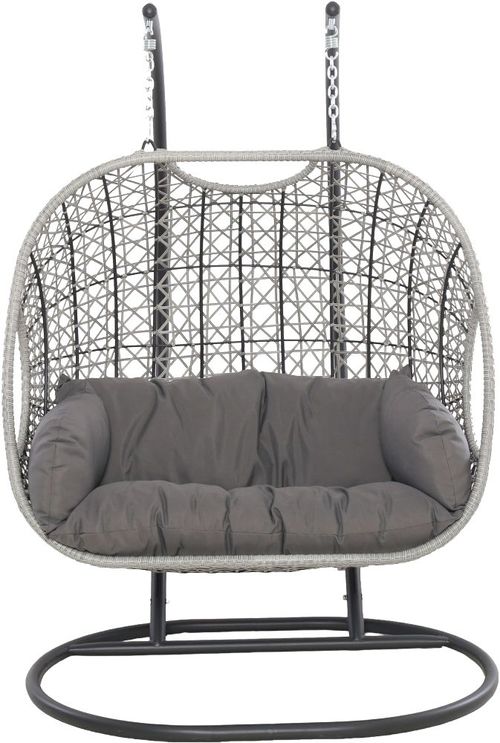 Maze Ascot Grey Rattan Garden Swing Hanging Double Chair
