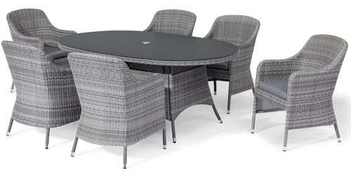 Maze Santorini Grey Rattan 6 Seater Oval Garden Dining Set