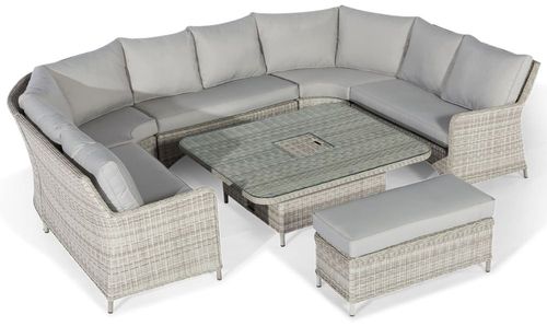 Maze Oxford Royal Grey Rattan U Shape Rising Table Garden Sofa Set