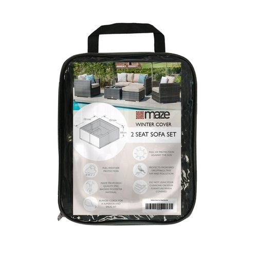 Maze Black Polyester 2 Seater Outdoor Sofa Set Cover