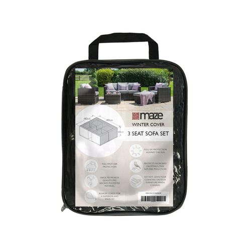 Maze Black Polyester 3 Seater Outdoor Sofa Set Cover
