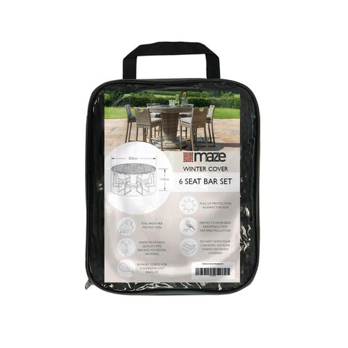 Maze Black Polyester 6 Seater Outdoor Bar Set Cover