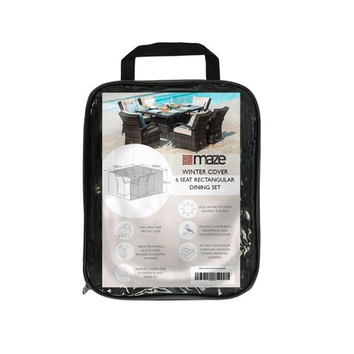 Maze Black Polyester 6 Seater Outdoor Dining Set Cover